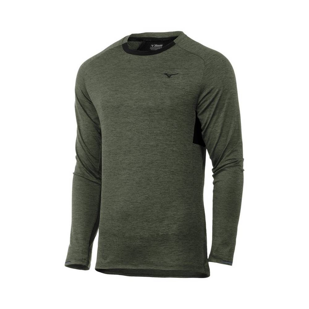 Blusa Mizuno Alpha Long Sleeve - Homem - Verdes - ZQFCG8973